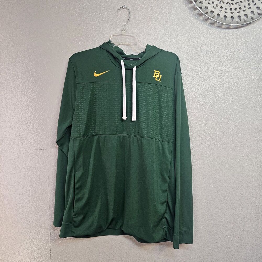 Nike Baylor Bears BU Green Dri-FIT Hoodie Sweatshirt Men’s Large L NCAA GG818